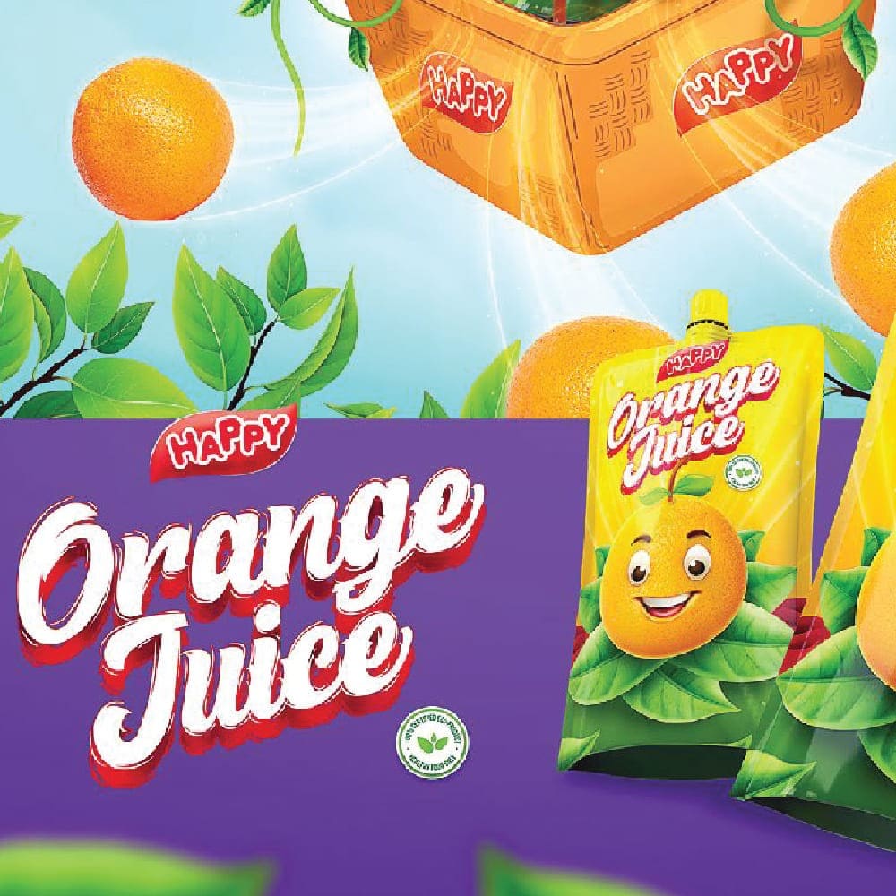 Happy Orange Juice Packaging Design