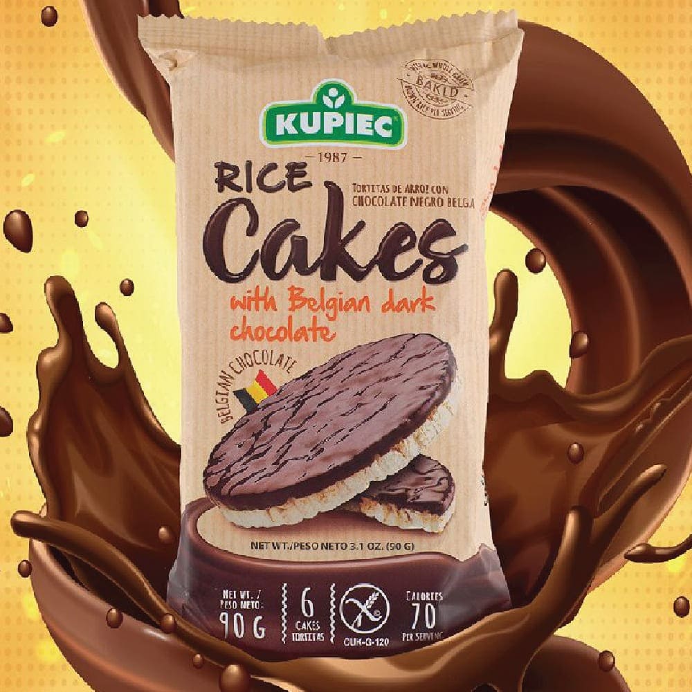 KUPIEC Belgian Dark Chocolate Rice Cakes Packaging